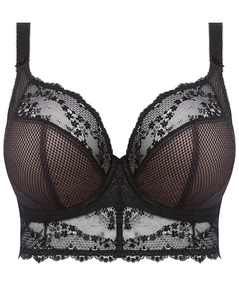 ELOMI - CHARLEY-U/WIRED BALCONY - BRALETTE BRA BLACK  EL4381-82BLK-UK-SIZE-CS