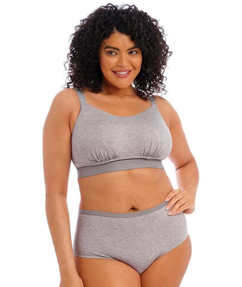  Womens Bra Plus Size Full Coverage Wirefree Non-Padded  Cotton 34G Grey