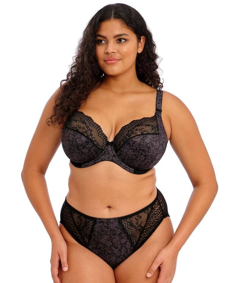 Elomi Lucie Banded Stretch Lace Plunge Underwire Bra (4490)- Rumble