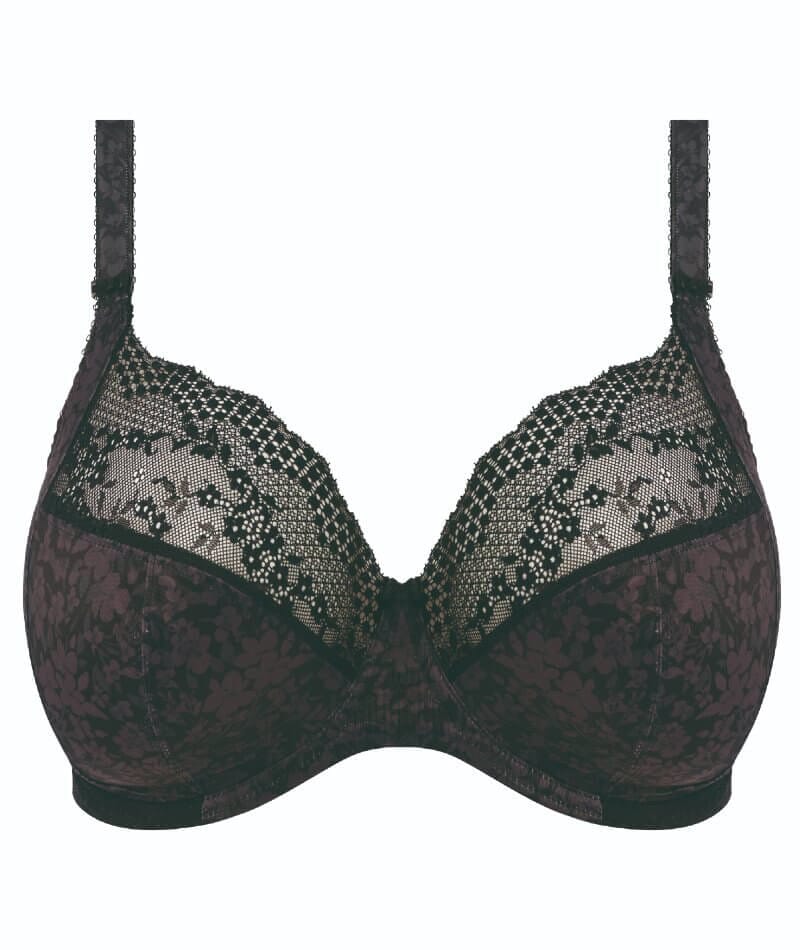 Elomi Lucie Underwire Stretch Plunge Bra - Black - Curvy Bras