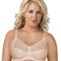 Exquisite Form Fully Soft Cup Bra With Embroidered Mesh - Nude