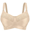 Exquisite Form Fully Soft Cup Bra With Embroidered Mesh - Nude Bras