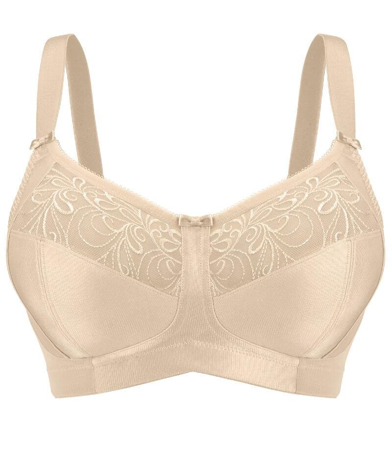 Exquisite Form Fully Soft Cup Bra With Embroidered Mesh - Nude