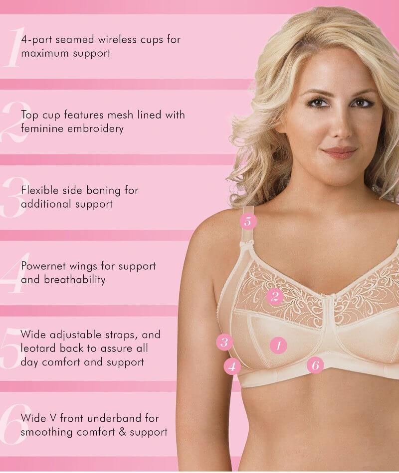 Exquisite Form Fully Soft Cup Bra With Embroidered Mesh - Nude - Curvy Bras