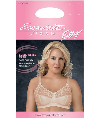 Exquisite Form Fully Soft Cup Bra With Embroidered Mesh - Nude Bras