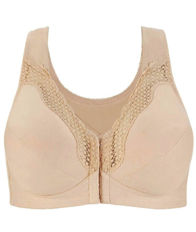 Exquisite Form Fully Front Close Wirefree Cotton Posture Bra With Lace - Nude Bras