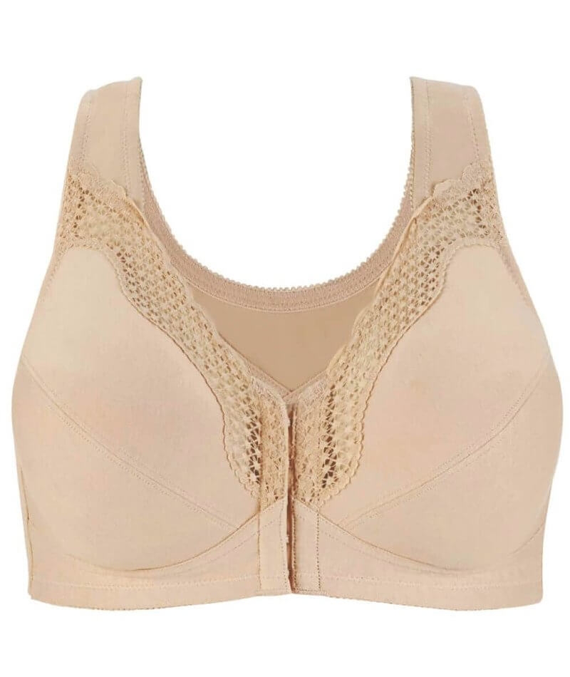 Exquisite Form Fully Front Close Wire-free Cotton Posture Bra With Lac - Curvy  Bras