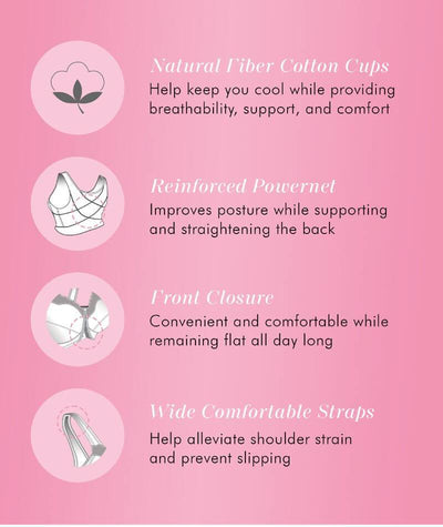 Exquisite Form Fully Front Close Wirefree Cotton Posture Bra With Lace - Nude Bras