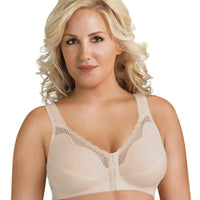 Exquisite Form Fully Front Close Wire-free Cotton Posture Bra With Lace - Nude