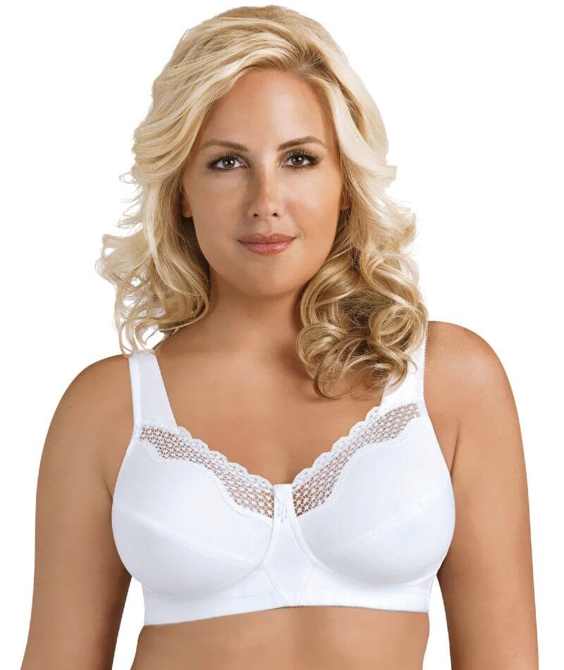 Exquisite Form Fully Cotton Soft Cup Wirefree Bra With Lace - White Bras 36B White 