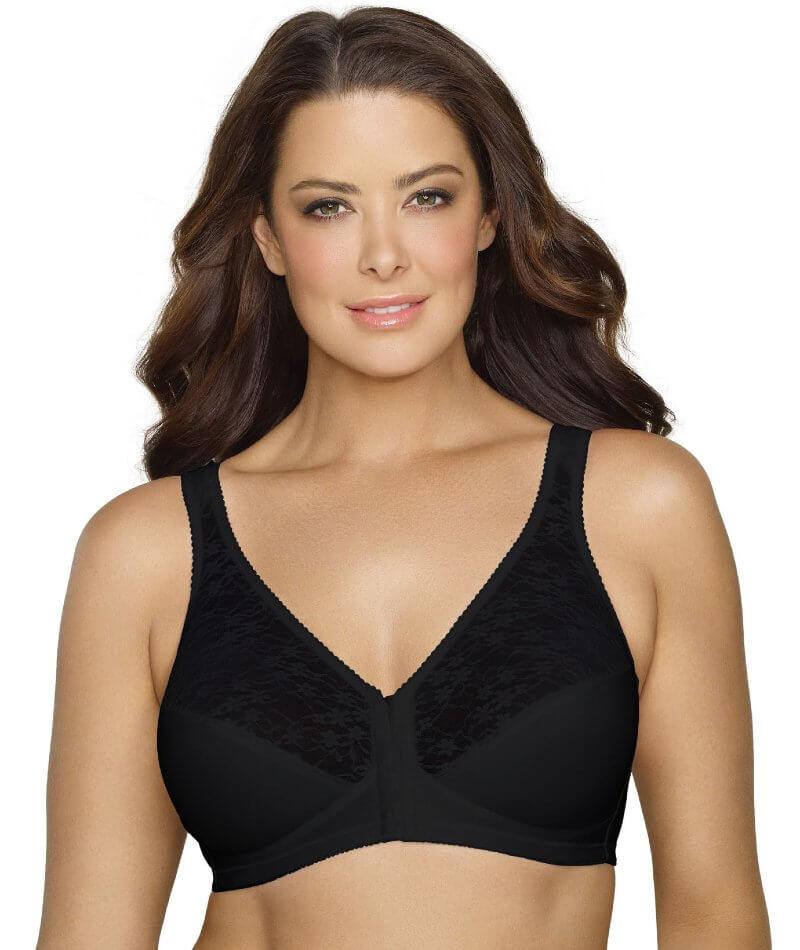 Exquisite Form Fully Front Close Wire-free Posture Bra With Lace - Black