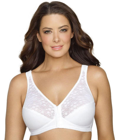 Exquisite Form Fully Front Close Wire-free Posture Bra With Lace - White Bras 34B White