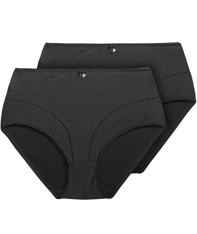 Black/Neutral High Rise Tummy Control Shaping Ribbed Knickers 2 Pack