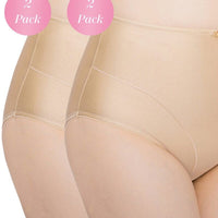 Exquisite Form Control Top Lace Shaping Brief 2 Pack - Nude - Curvy