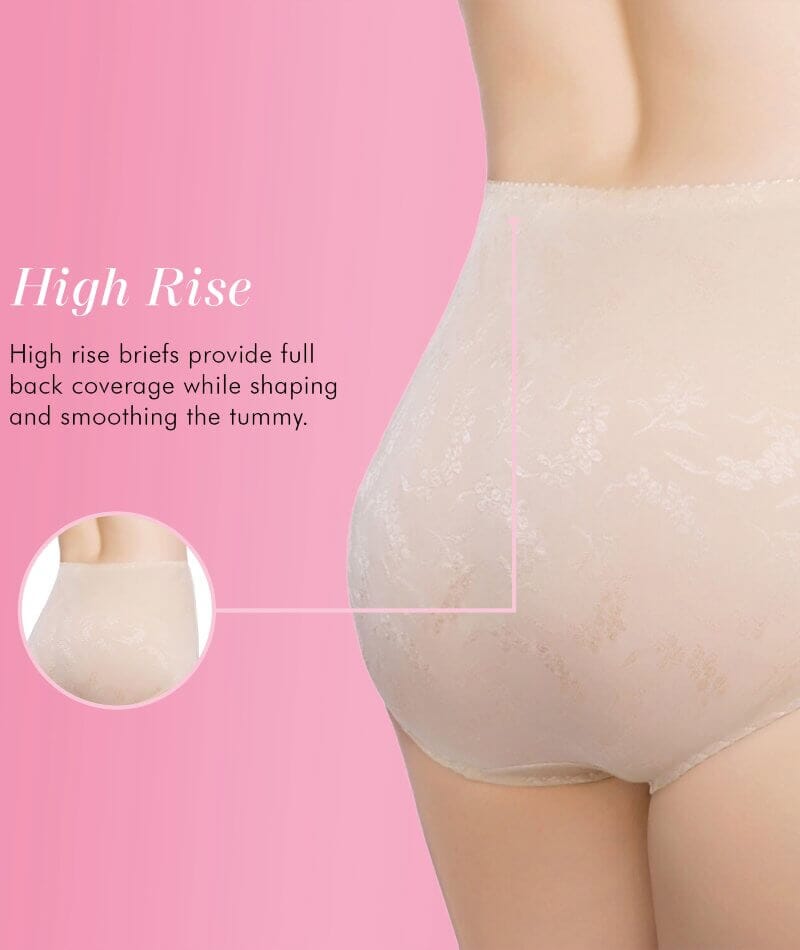 Pretty Comy Women's Briefs Underwear Cotton High Waist Tummy Control Panties  Rose Jacquard Ladies Panty 