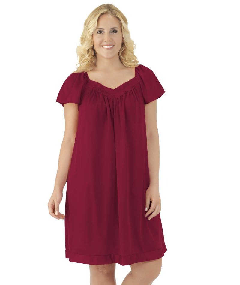 Exquisite Form Flutter Sleeve Gown - Sangria Sleep / Lounge M Sangria 