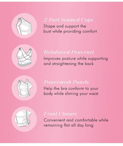 Exquisite Form Fully Front Close Wire-free Longline Posture with Lace Bra - White Bras