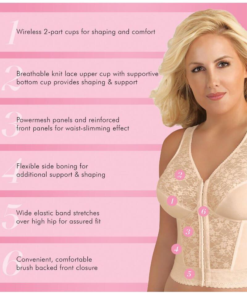 Exquisite Form Fully Front Close Wire-free Longline Posture with Lace Bra - Rose Beige Bras