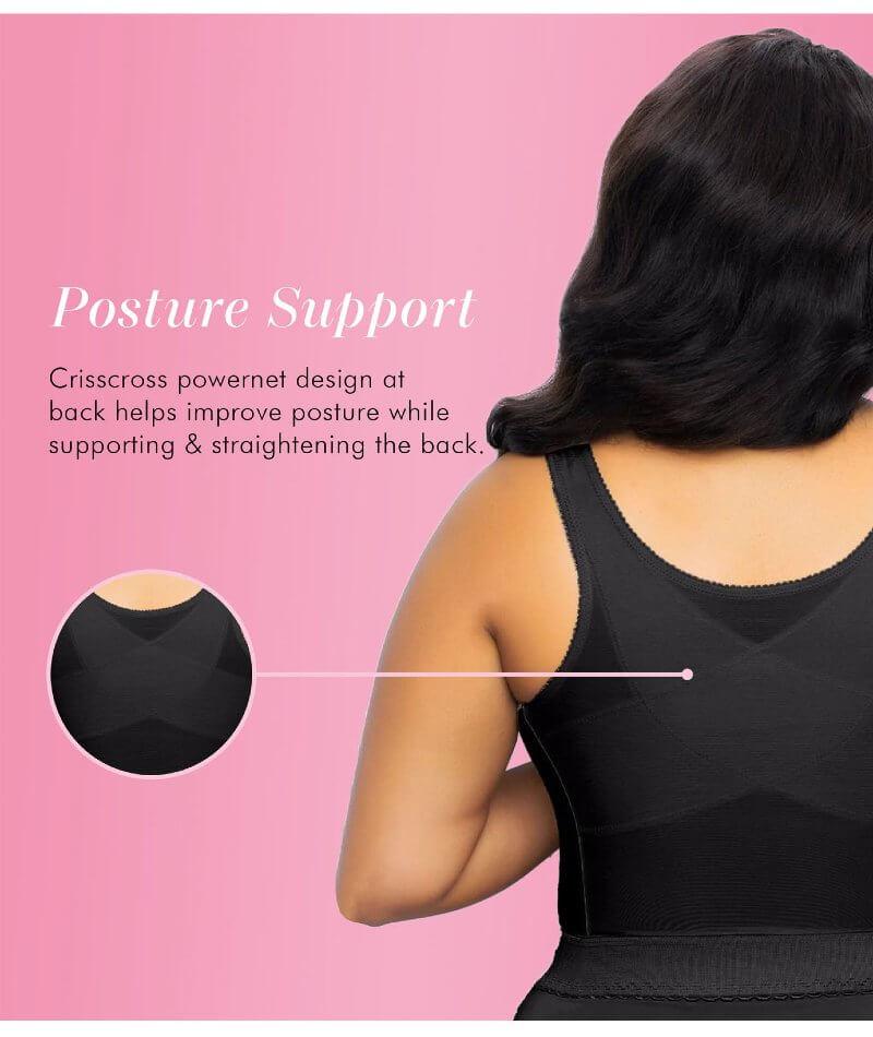 Women's Front Closure Posture Corrector Bra Back Support Wireless Bralette  44D