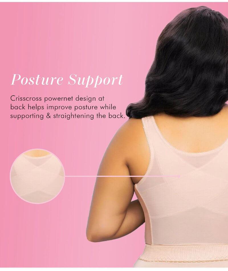 Exquisite Form Fully Front Close Wire-free Longline Posture with Lace Bra - Rose Beige Bras