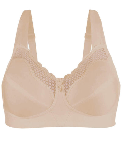 Exquisite Form Fully Cotton Soft Cup Wirefree Bra With Lace - Damask Neutral Bras