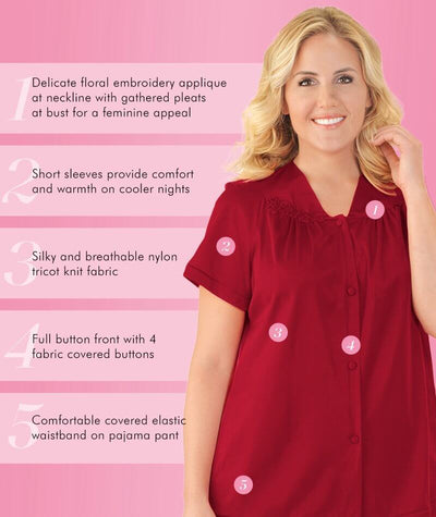 Exquisite Form Short Sleeve Pajamas - Sangria Sleep / Lounge