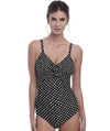 Fantasie Swim Santa Monica Underwired Twist Front One Piece Swimsuit - Black & White Swim