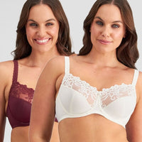 Fayreform Coral Underwire Bra - 2 Pack - Windsor Wine/Egret