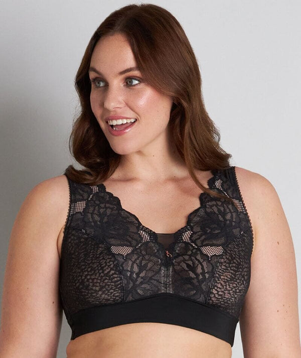 Fayreform Midnight Express Wire-Free Bra - Black - Curvy Bras