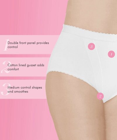 Form Flex® Single Medium Control Cotton Shaping Panty - White Shapewear