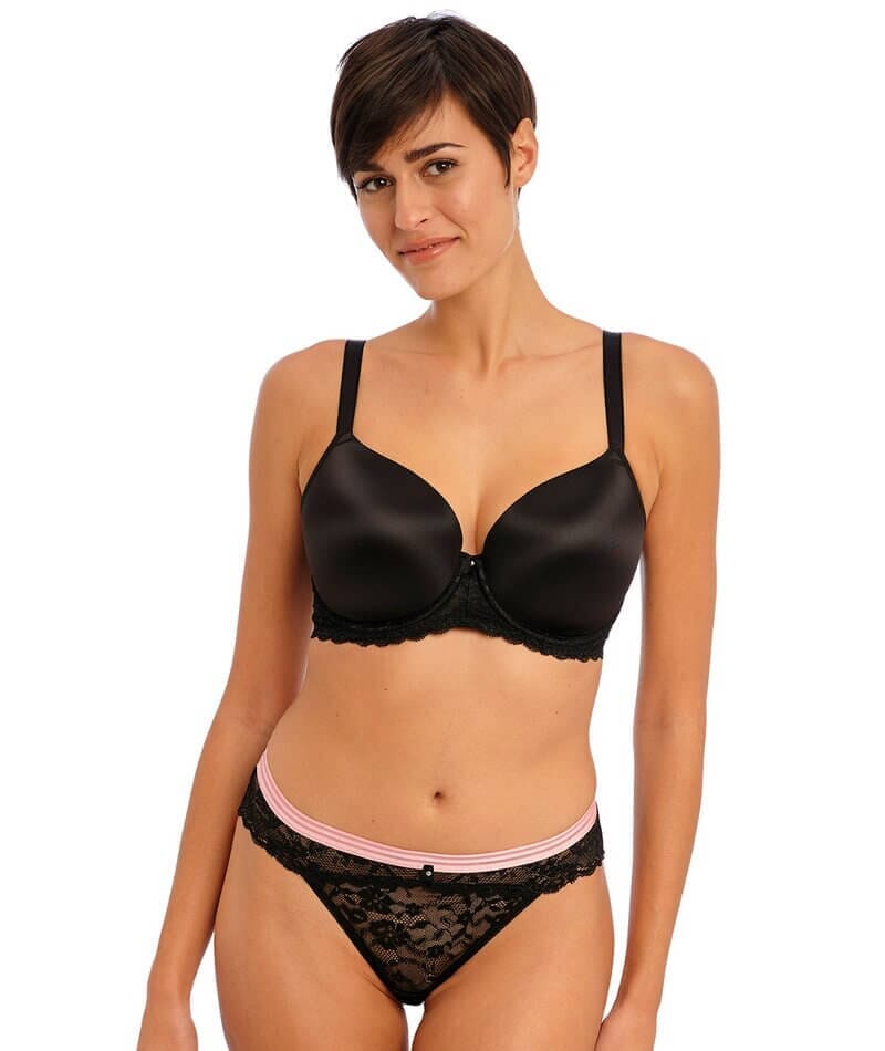Freya Offbeat Underwire Moulded Demi T-shirt Bra - Black Bras