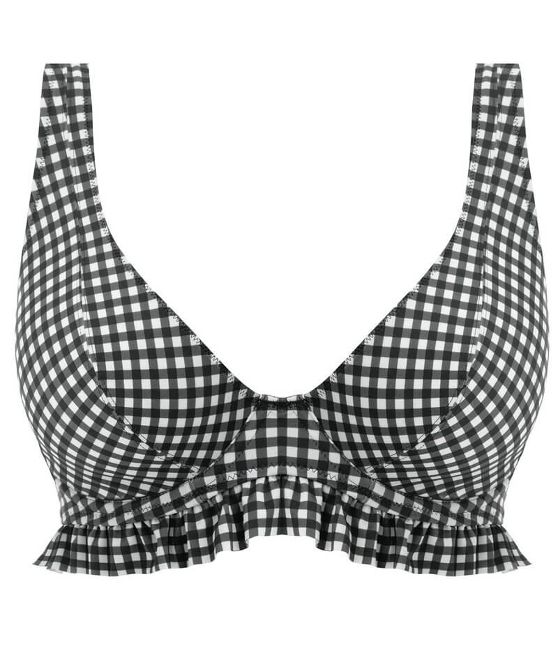 Gingham Remix Low-Cut Balconette Bra in Black & White