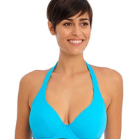 Freya Swim Jewel Cove Underwire Banded Halter Bikini Top - Plain Turquoise