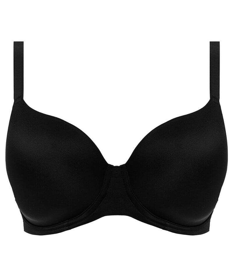 Freya Undetected Underwire Moulded T-shirt Bra - Black - Curvy Bras