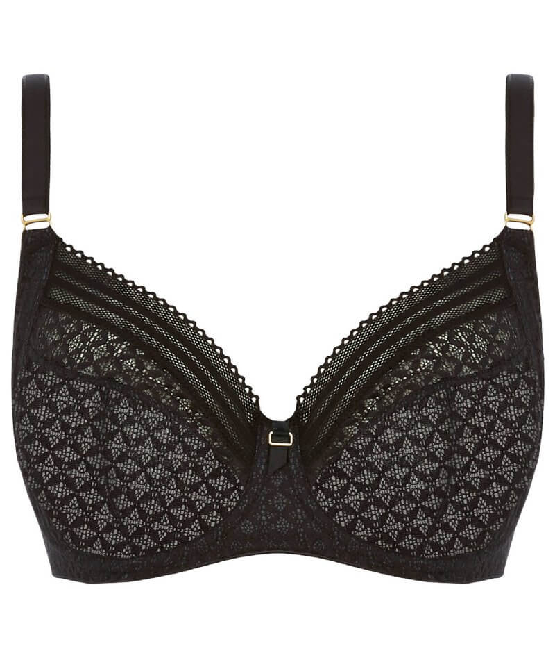 Freya Viva Underwired Side Support Bra - Lace Noir/Black - Curvy Bras