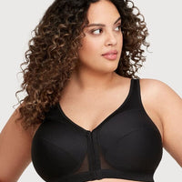 Glamorise MagicLift Front-Closure Wire-free Posture Back Bra - Black