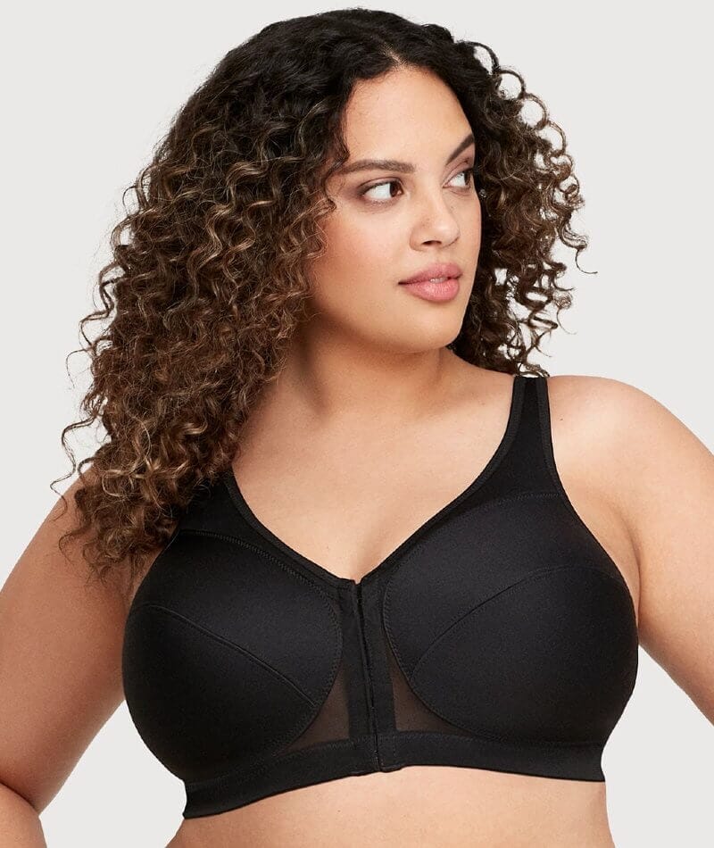 Glamorise MagicLift Front-Closure Wire-free Posture Back Bra - Black Bras