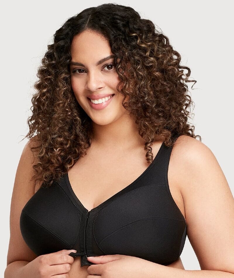 Glamorise MagicLift Front-Closure Wire-free Posture Back Bra - Black Bras