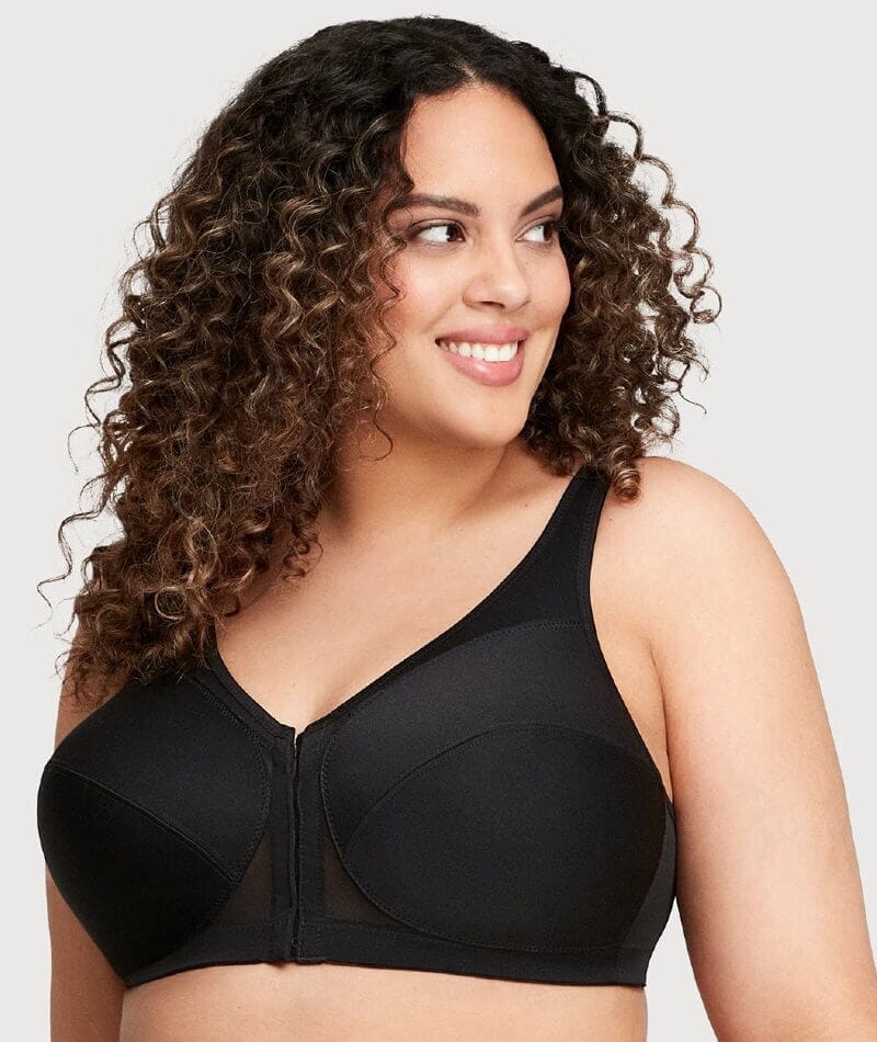 Glamorise MagicLift Front-Closure Posture Back Bra black sz 44DD