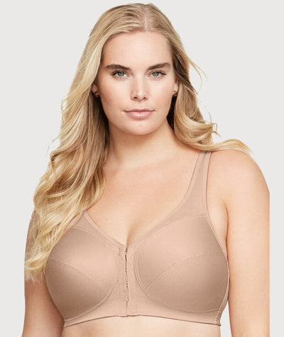 Glamorise MagicLift Front-Closure Wire-free Posture Back Bra - Cafe - Curvy  Bras