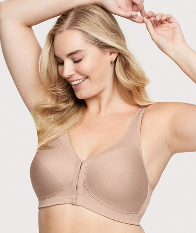 Glamorise Womens Magiclift Front-closure Posture Back Wirefree Bra 1265  Café 46c : Target