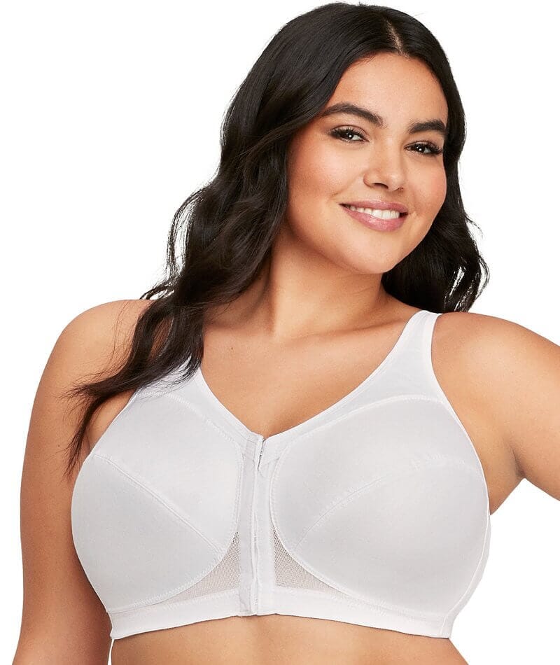 Glamorise MagicLift Front-Closure Wire-free Posture Back Bra - White