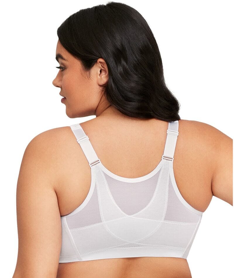 Glamorise MagicLift Front-Closure Wire-free Posture Back Bra - White Bras 