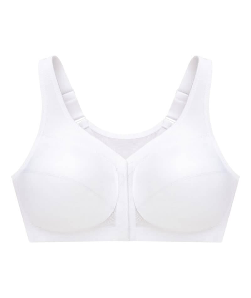 Glamorise MagicLift Front-Closure Wire-free Posture Back Bra - White -  Curvy Bras