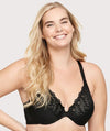 Glamorise Front-Closure T-Back WonderWire Bra - Black Bras