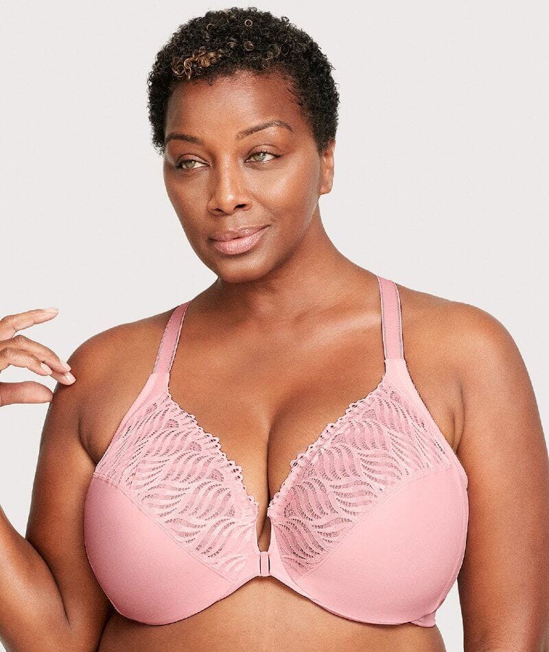 Glamorise Front-Closure T-Back WonderWire Bra - Blush