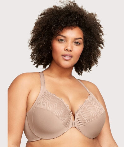 Glamorise Front-Closure T-Back WonderWire Bra - Cafe Bras