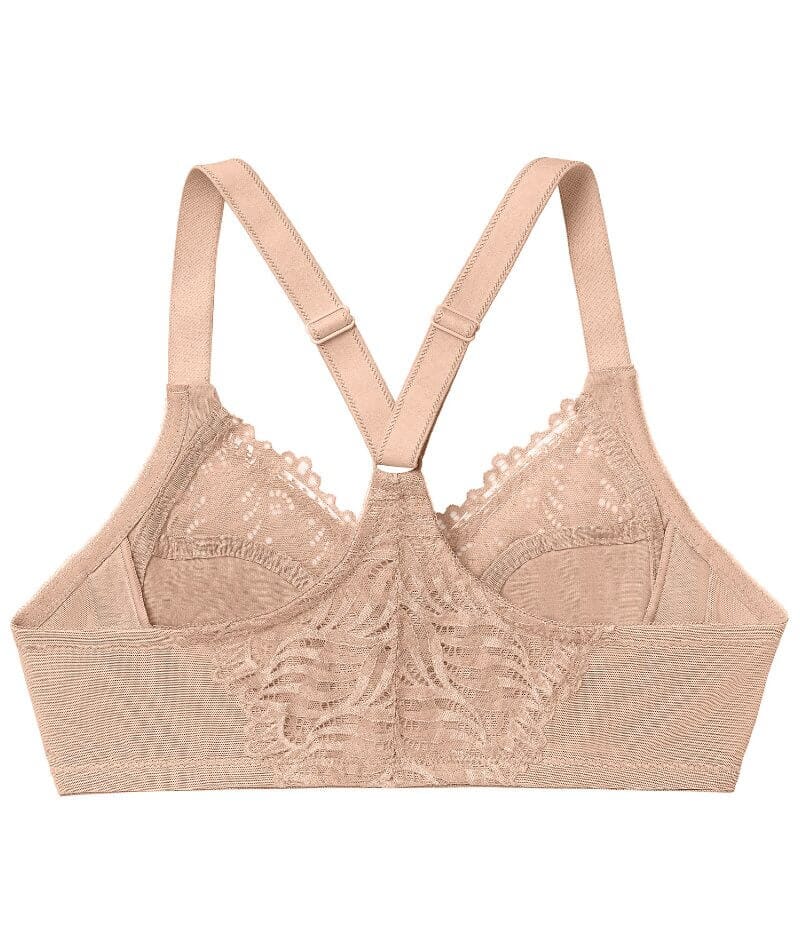 Glamorise Front-Closure T-Back WonderWire Bra - Cafe Bras