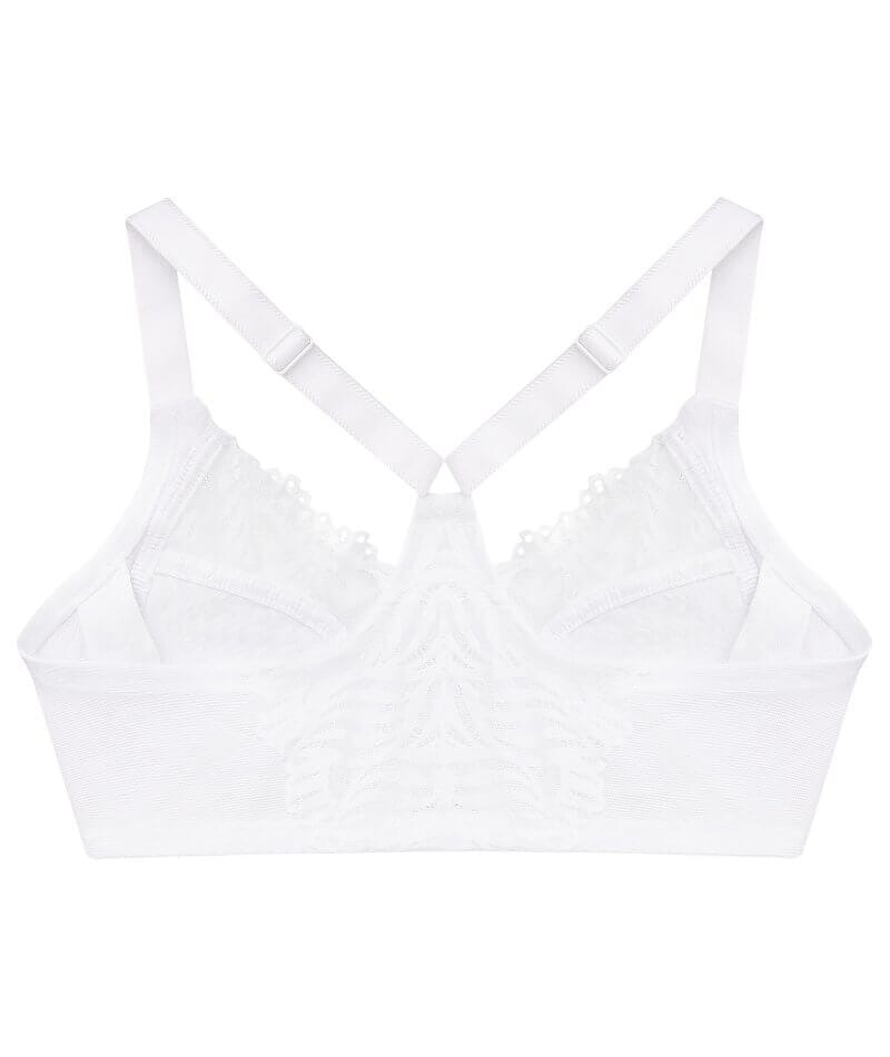 Glamorise Front-Closure T-Back WonderWire Bra - White Bras