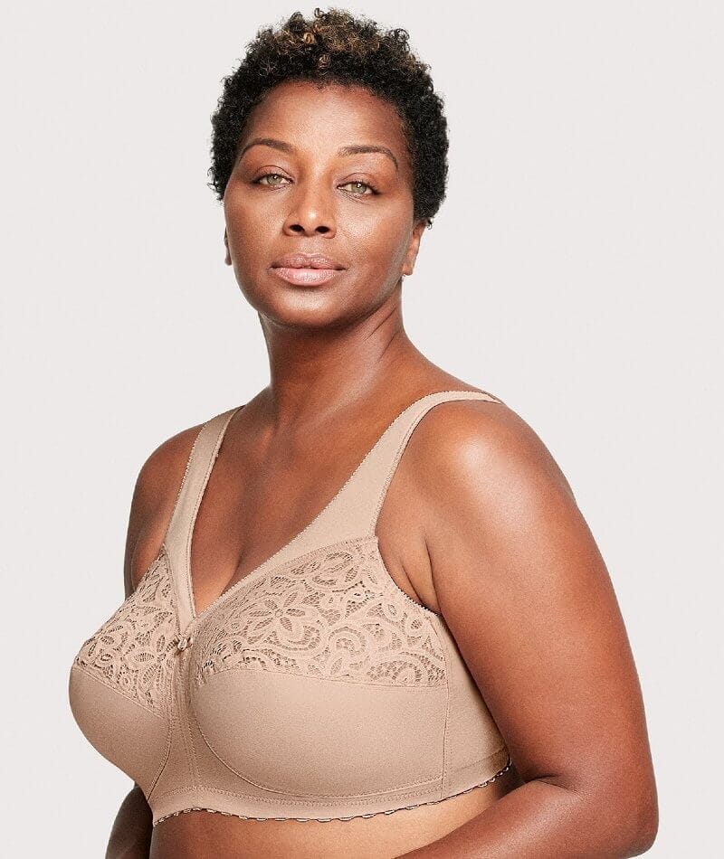 Women's Cotton Full Coverage Wirefree Non-padded Lace Plus Size Bra 50B 